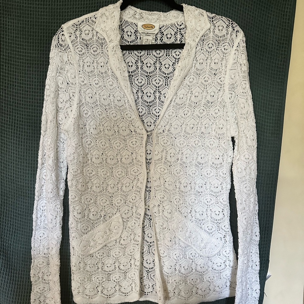 Talbots size small white/lace detail shirt